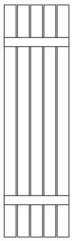 Board and Batten Shutter with 5 Vertical Boards and 2 Horizontal Battens