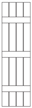 Board and Batten Shutter with 4 Vertical Boards with 3 Horizontal Battens